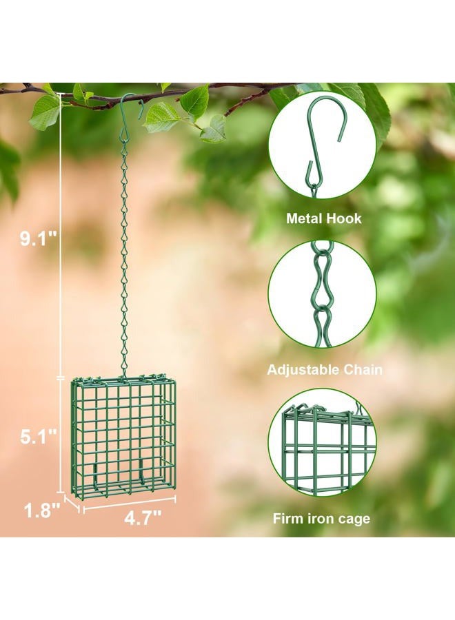 FLINTER Bird Feeder for Outdoors, Suet Feeder Hanging Bird Feeder, Bird Feeder Hanging for Garden Yard Outside - Single Suet Cake Feeders fo Attracting Birds, Green - Image 2