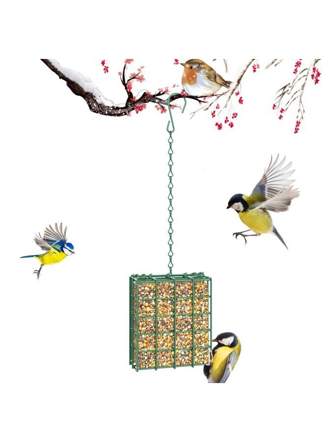 FLINTER Bird Feeder for Outdoors, Suet Feeder Hanging Bird Feeder, Bird Feeder Hanging for Garden Yard Outside - Single Suet Cake Feeders fo Attracting Birds, Green - Image 1