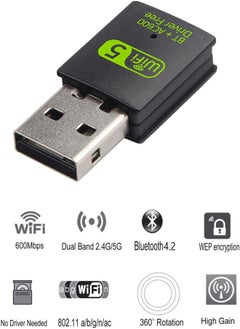 Generic USB WiFi Bluetooth Adapter 600Mbps Dual Band 2.4/5GHz for Middle East Desktop WiFi Dongle, Strong Signal Receiver for PC/Laptop, Plug & Play, Heat Resistant Design  - Image 2
