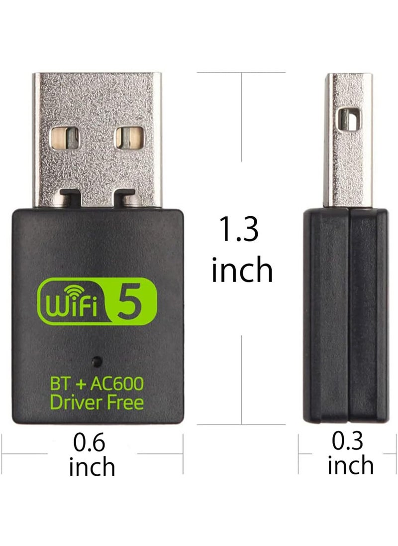 Generic - USB WiFi Bluetooth Adapter 600Mbps Dual Band 2.4/5GHz for Middle East Desktop WiFi Dongle, Strong Signal Receiver for PC/Laptop, Plug & Play, Heat Resistant Design - Image 1