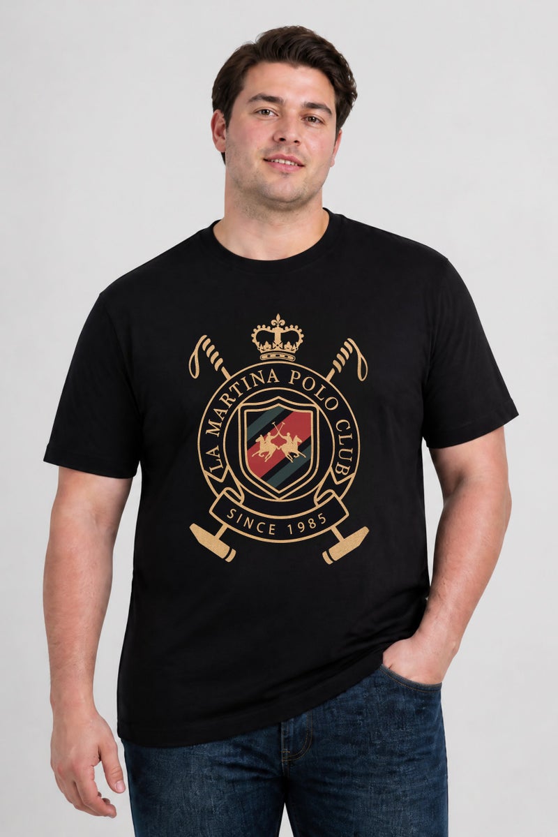 La Martina Men Crew Neck Short Sleeve Graphic Print T-Shirt, Navy - Image 1
