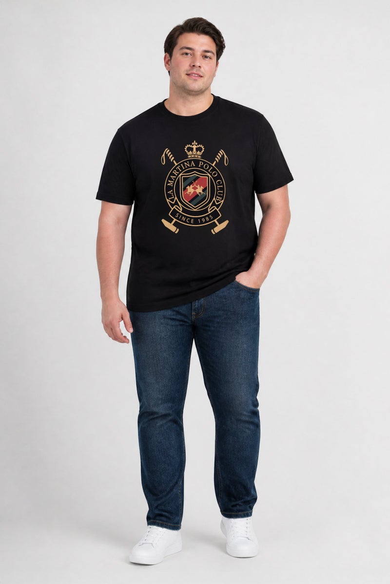 La Martina Men Crew Neck Short Sleeve Graphic Print T-Shirt, Navy - Image 2