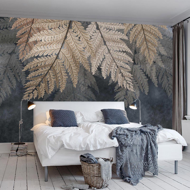 WFBHUAVintage Botanical Leaf Wallpaper Mural Dark Plant Leaves Wall Murals Decor for Living Room BedroomNot Peel and Stick - Image 2