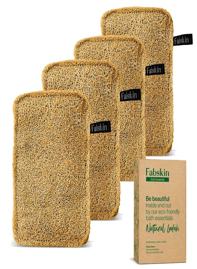 Fabskin Natural Loofah Body Scrubber For Bathing For Men & Women I Body Sponge Scrubber for Bathing | Organic Luffa for Bath Shower Skin Exfoliation (Pack 4) - Image 1