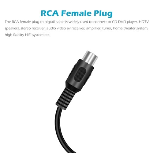 Fancasee RCA to Speaker Wire, 2-Pack 6FT RCA Female Plug Jack Adapter to Bare Wire Pigtail Repair Audio Cable for Speaker Amplifier Audio Video AV Receiver TV Subwoofer - Image 2
