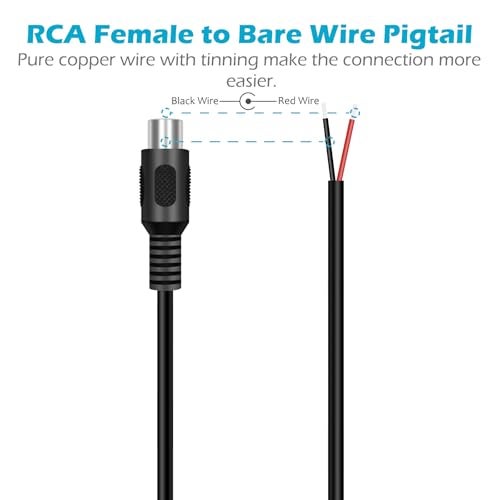 Fancasee RCA to Speaker Wire, 2-Pack 6FT RCA Female Plug Jack Adapter to Bare Wire Pigtail Repair Audio Cable for Speaker Amplifier Audio Video AV Receiver TV Subwoofer - Image 3