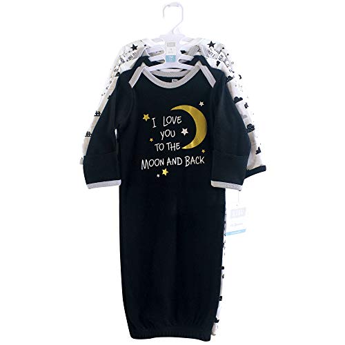 Hudson Baby Unisex Cotton Gowns, Moon And Back, 0-6 Months - Image 2