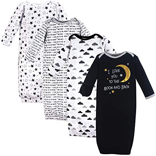 Hudson Baby Unisex Cotton Gowns, Moon And Back, 0-6 Months - Image 1