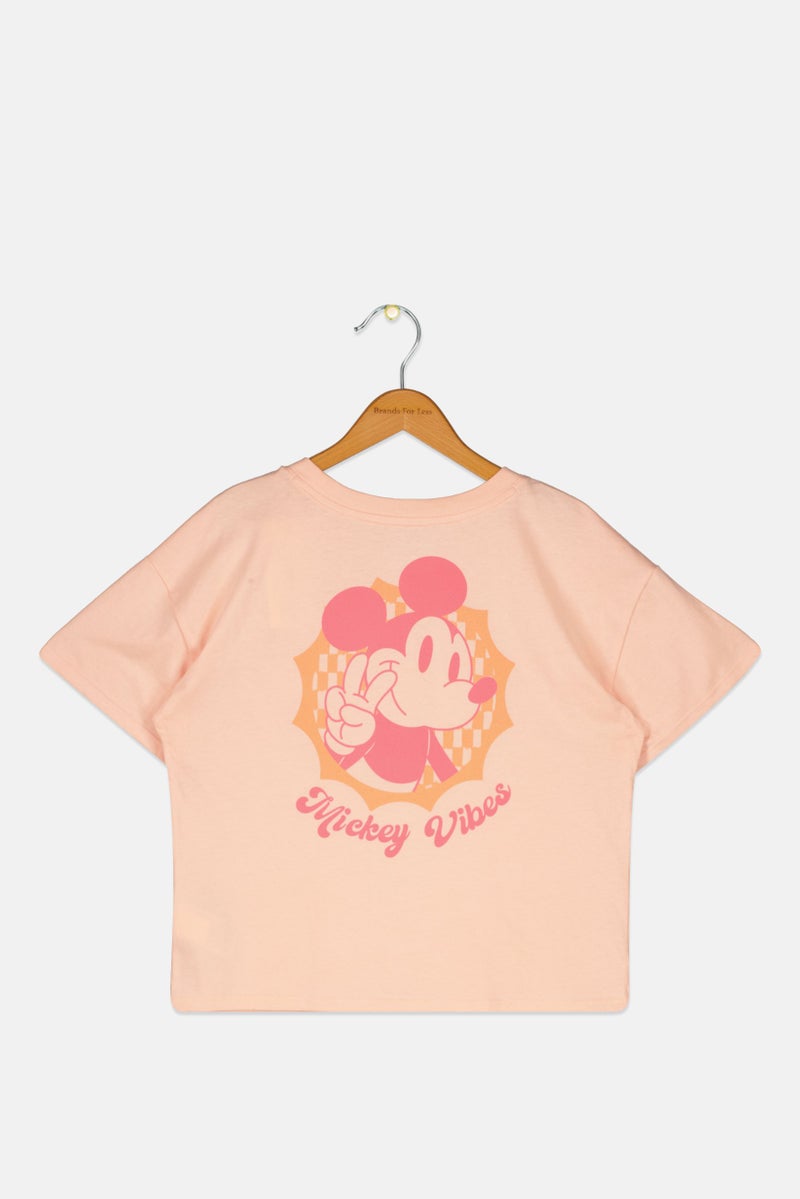 GAP Gap x Disney Kids Girl Crew Neck Short Sleeves Graphic Print T-Shirt, Peach  - Image 2