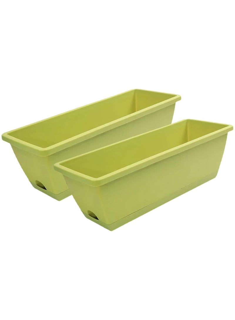 Generic Rectangle Windowsill Planters with Drainage Tray Plastic Flower Herb Planters for Outdoor Indoor Plants, Boxes Planters for Patio Garden Porch Yard Home Decor 48 Cm (Green) 