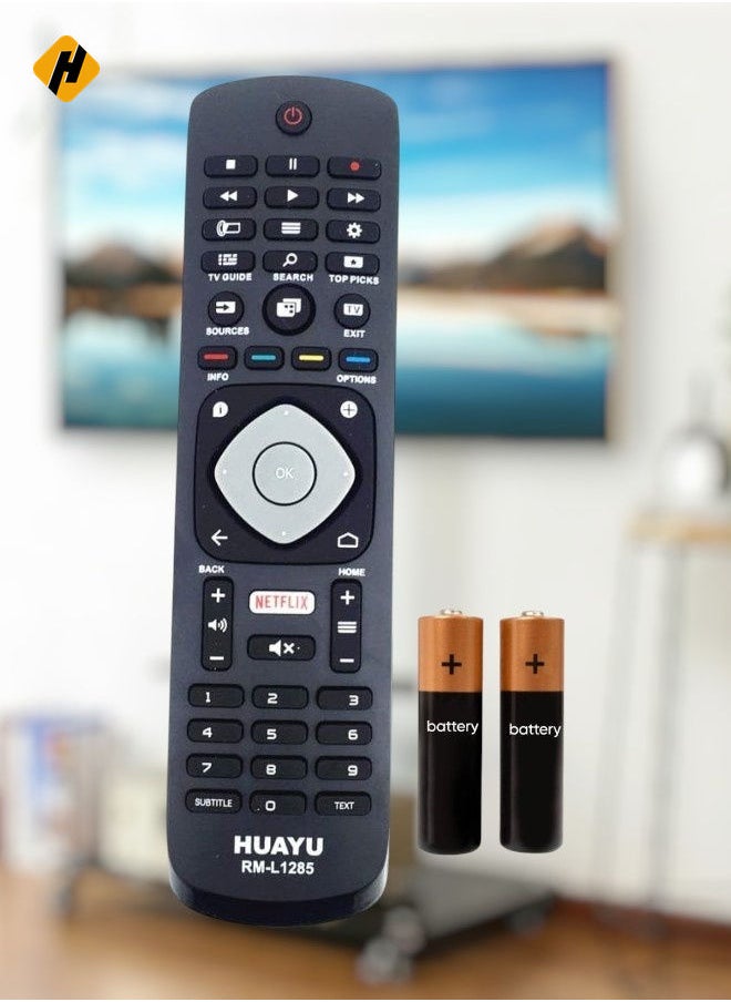 HuHa - Replacement Remote Control for Philips TV 55POS9002 55POS9002/12 55POS901F 55POS901F/12 55PUH6101 55PUH6101/88 with battery - Image 1