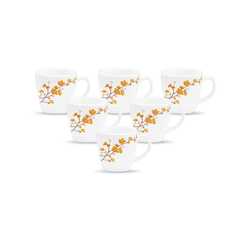 La Opala Diva, Quadra Collection, Opal Glass Coffee Mug Set 6 pcs, Summertide, White, Standard - Image 5