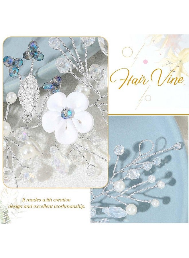 إيز ديلي غطاء رأس زفاف من الفضة واللؤلؤ وأحجار الراين وإكسسوارات شعر للنساء والعرائس - Image 4