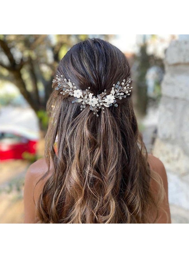 إيز ديلي غطاء رأس زفاف من الفضة واللؤلؤ وأحجار الراين وإكسسوارات شعر للنساء والعرائس - Image 3