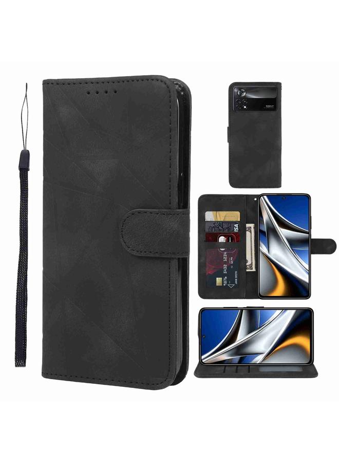 Case For Xiaomi Poco X4 Pro 5G Skin Feel Geometric Lines Leather Phone Case