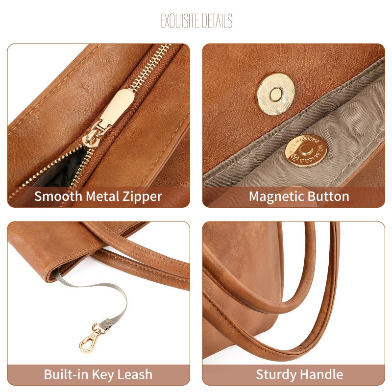 GAEKEAO Tote Bag for Women Work with Zipper Vegan Leather Ladies Travel Shoulder Bags Purses and Handbags Casual Weekender - Image 5
