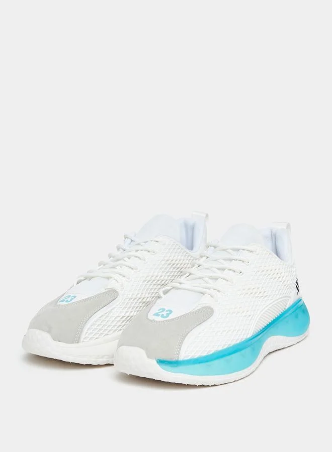 Styli Knitted Upper Popcorn Sole Lace Up Sneakers