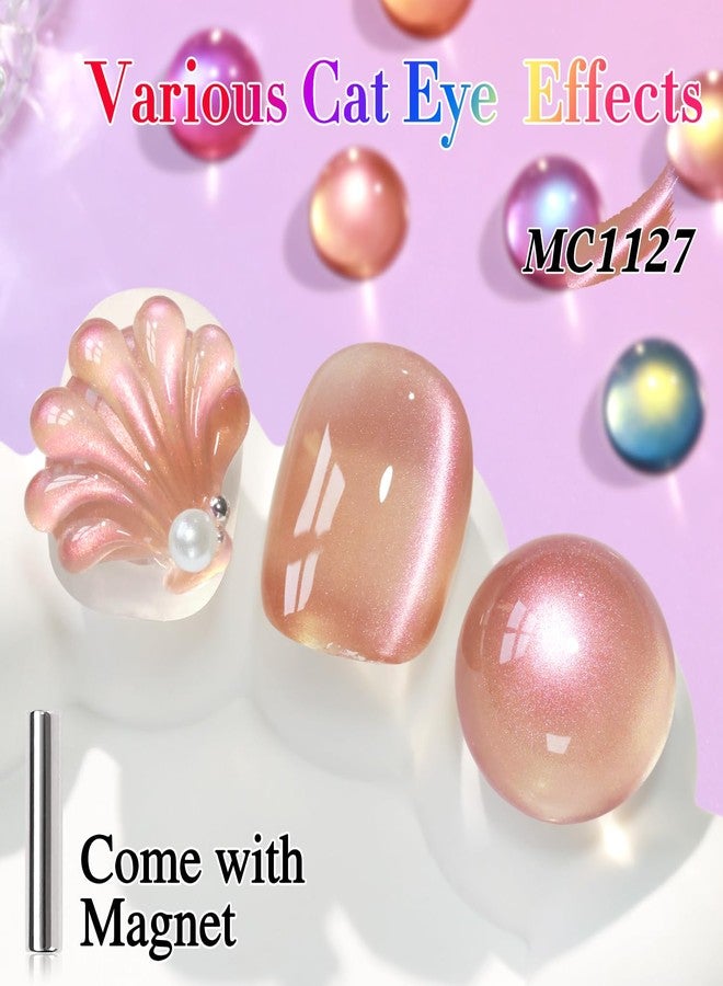 دابل ريذم طلاء جل مزدوج ريذم 15 مل على شكل عين القطة مع مغناطيس لامع شفاف لامع، لون شفاف، قابل للغسل في صالون الأظافر في المنزل (برتقالي داكن - MC1127) - Image 3