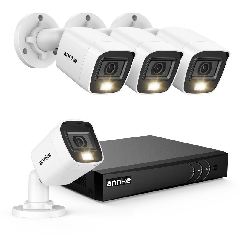 ANNKE 8CH 3K Lite Wired Security Camera System H265 DVR with AI HumanVehicle Detection 4X 1080p CCTV Bullet Cams Smart Color Night Vision Easy Remote Access IP67 No Hard Drive Disk