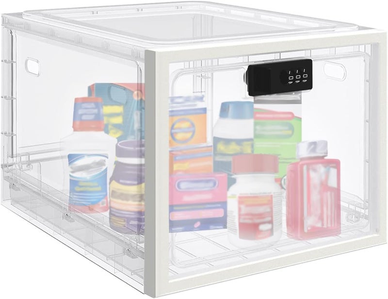 biliitim Large Medicine Lock Box for Safe Medication, Lockable Storage Box for Fridge/Snacks Food, Phone Lock Boxes with Combination Code for Home/Dorms/Office Storage Lockers - Image 1