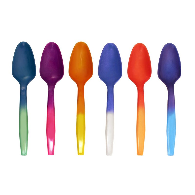Color Changing Reusable Mood Spoon Set of 24 Assorted Colors BPA Free reacts to cold food temperatures and changes color  perfect for ice cream  MADE IN USA