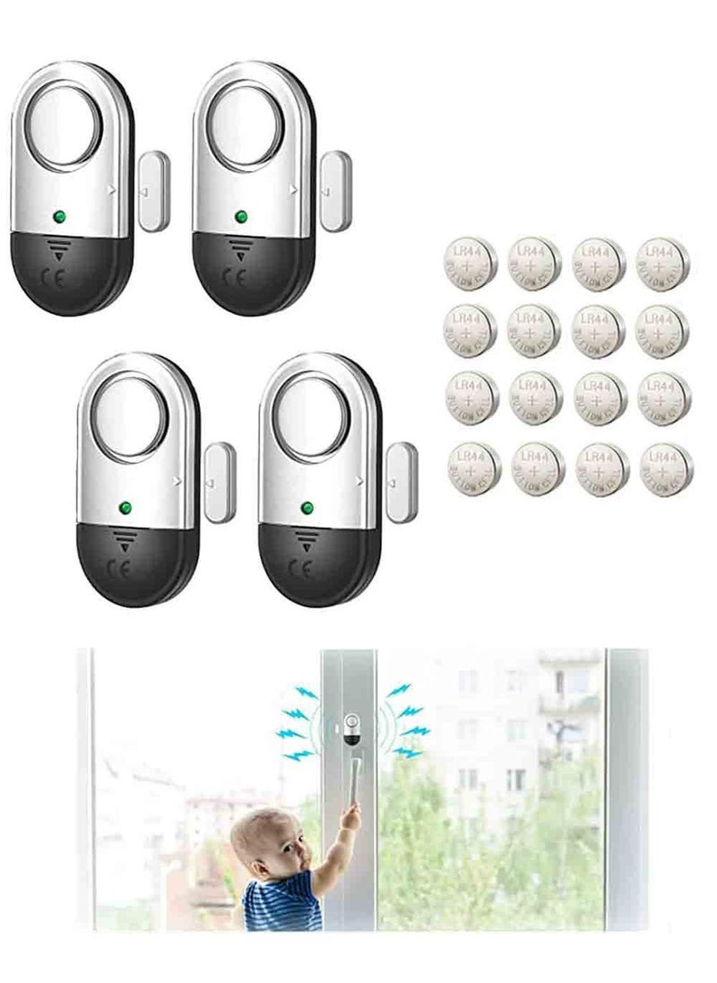 Sweet seven 125 DB Window Door Alarm 4 Pack Door Magnetic Alarm Sensor Door Alarm Door Sensor Wireless Security Alarm Door Chime for Kids' Safety Home Garage Apartment Easy to Install(included 12 batteries)  - Image 1