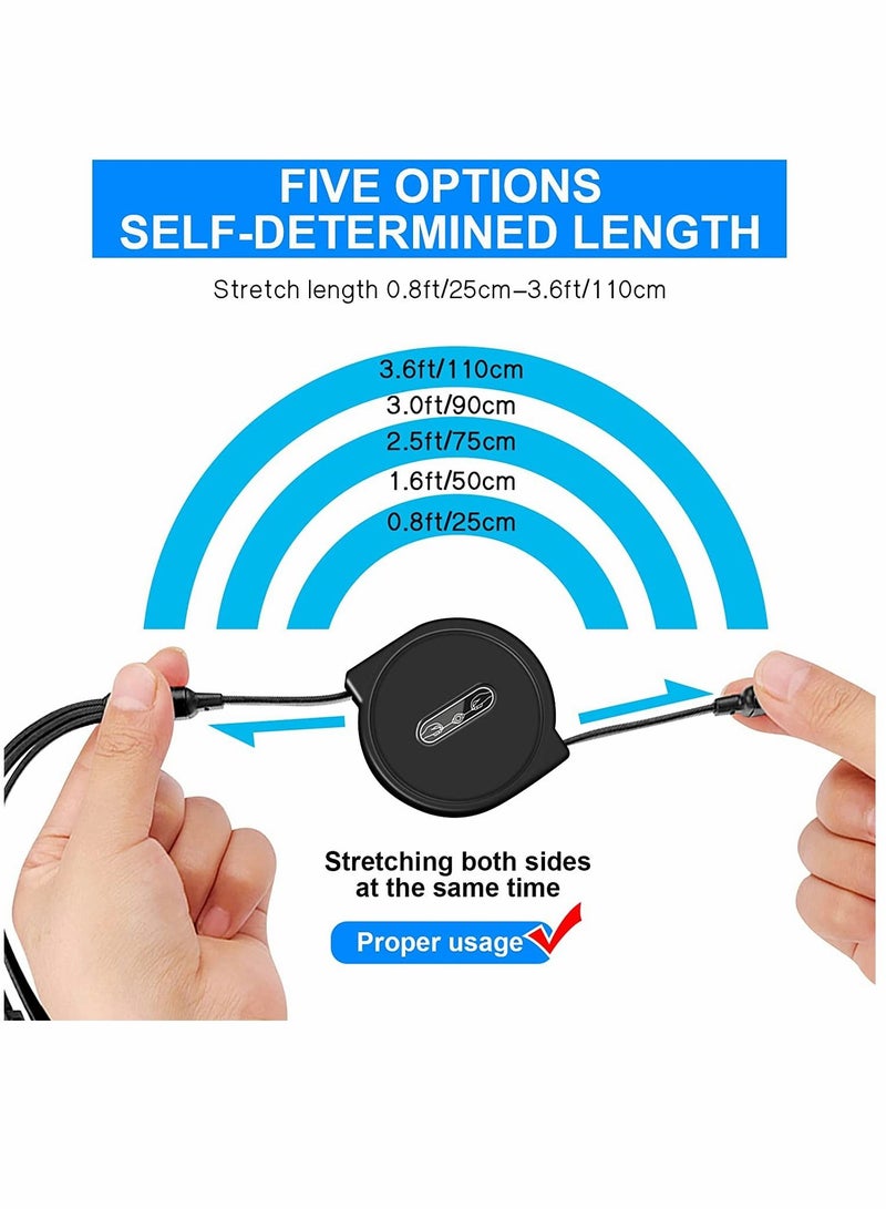 Y&D Multi Retractable Charging Charger Cable 3A, 4FT, Universal 3 in 1 Short Multiple USB Cord Adapter, with IP Type-C, Micro Port Connectors, for Cell Phones Tablets and More, 2Pack - Image 5