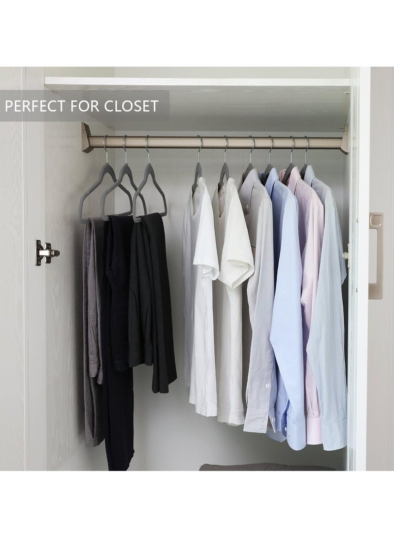 BLOOMING TIME 100pc Heavy Duty Velvet Hangers - Non-Slip Space Saving Clothes Hangers with 360° Swivel Hooks - Image 2