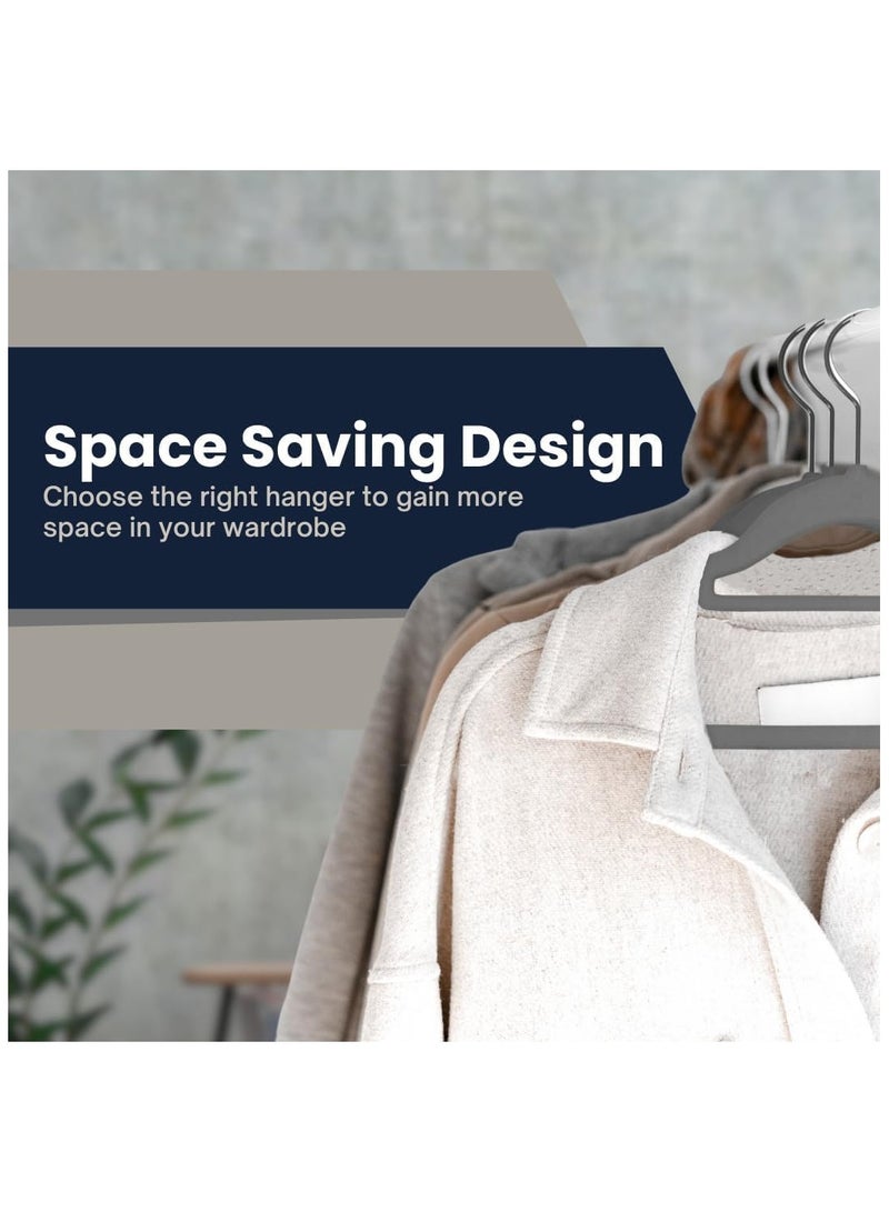 BLOOMING TIME 100pc Heavy Duty Velvet Hangers - Non-Slip Space Saving Clothes Hangers with 360° Swivel Hooks - Image 4