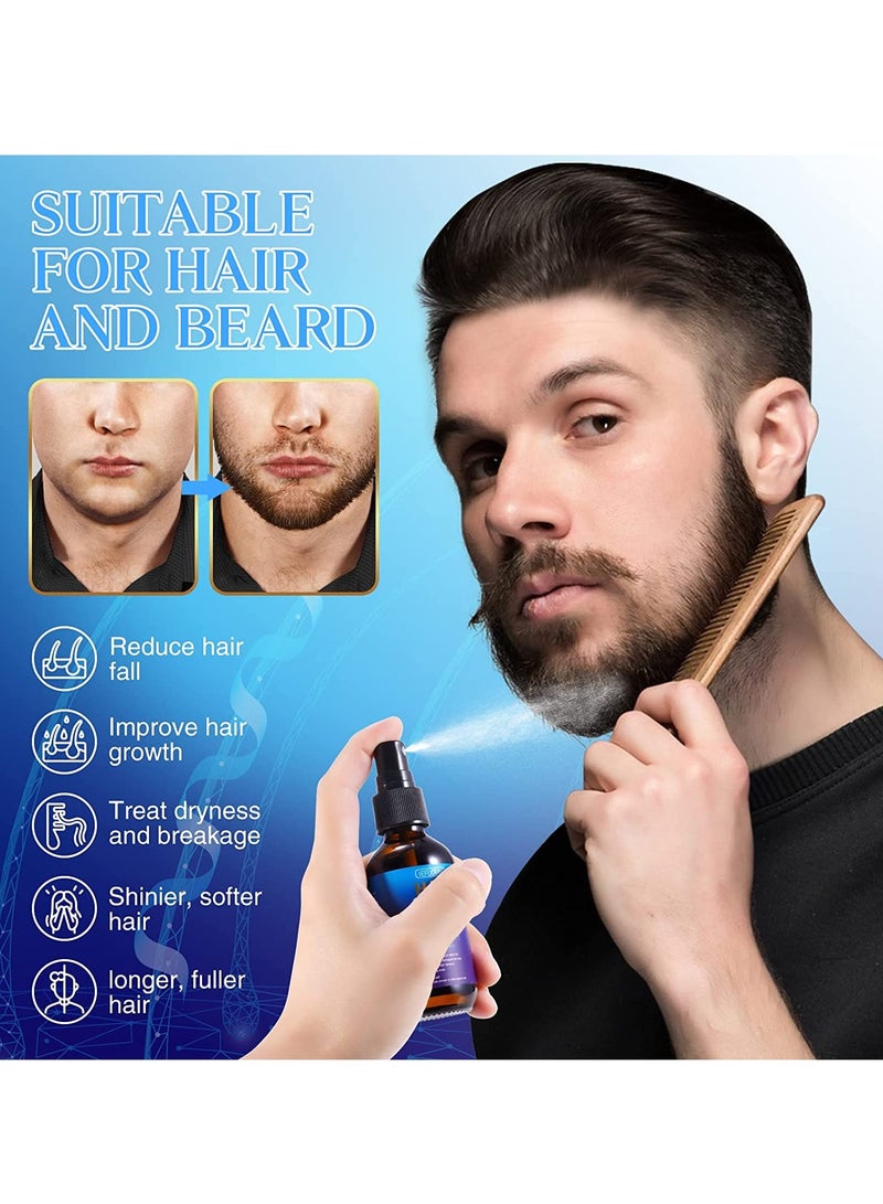 Sefudun 60Ml Hair Growth Spray with Roller 5% Minoxidil Beard Growth Oil with Biotin and Collagen Stronger Thicker Smoother and Healthier Beard Growth Serum Beard Loss regrowth Treatment Beard Growth Spray for Men - Image 2