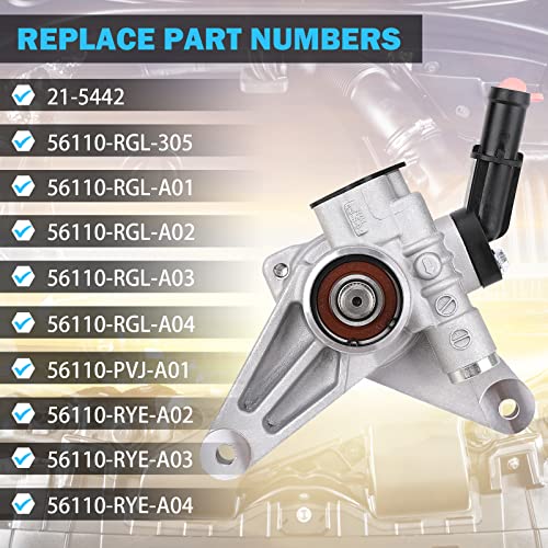 MNJWS Power Steering Pump Compatible with 2005-2008 Honda Pilot 3.5L, 2005-2010 Honda Odyssey 3.5L, 2007-2013 Acura MDX 3.7L - Replace 21-5442, 56110-RGL-A03, 56110-PVJ-A01 - Power Assist Pump Assembly - Image 3