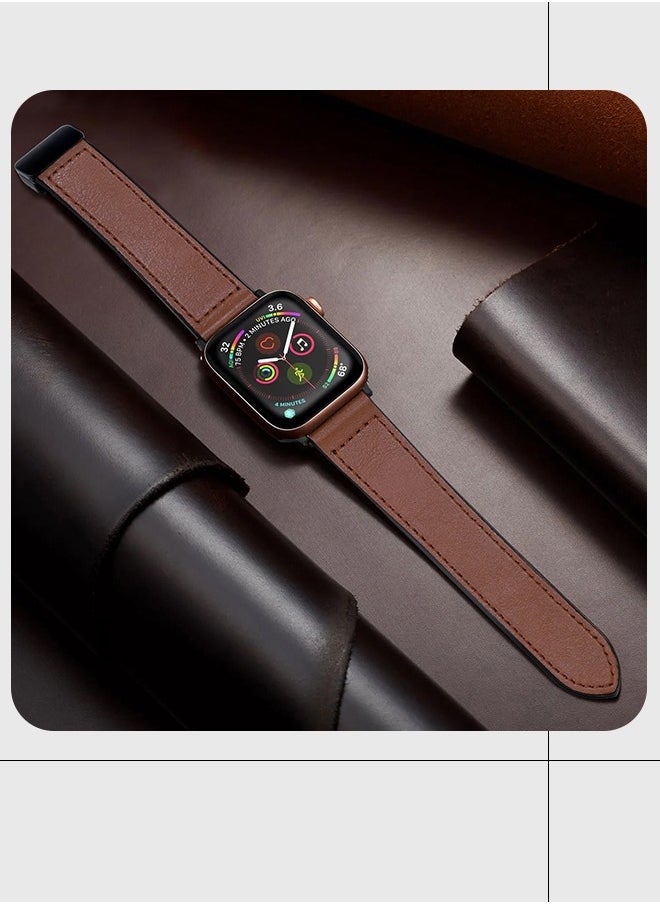 Generic - Leather Bands with Magnetic Buckle Fits Apple Watch Ultra 2/Ultra Series 9/8/SE 2nd Gen/7/SE/6/5/4/3/2/1 Compatible with 42/44/45/49mm Case Sizes Also Compatible with Series 10 with 46mm Case Size - Image 1