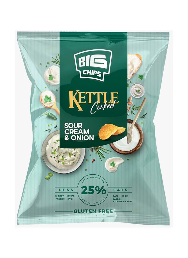 BIG CHIPS - Big Chips Kettle Cooked Sour Cream and Onion Fried Potato Chips - 80g - Image 1