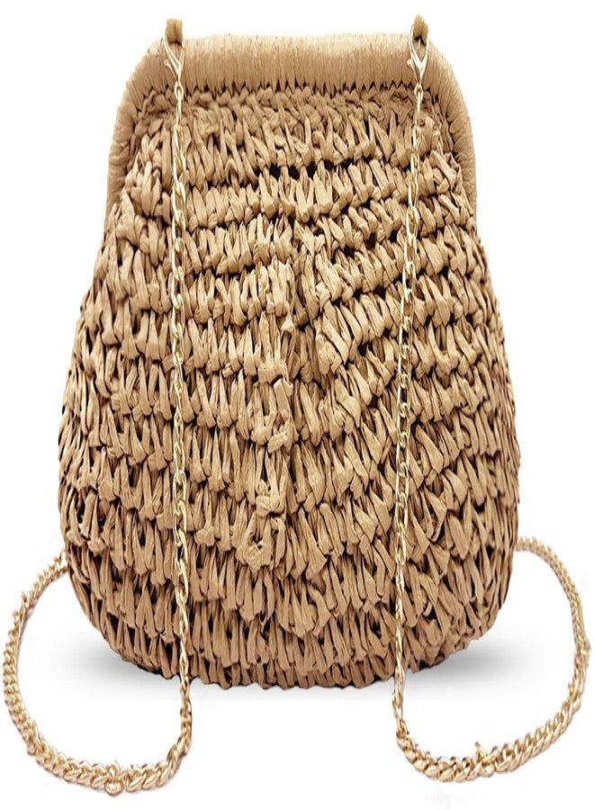 Beurlike Straw Clutch Purses for Women Crossbody Vacation Handbags Woven Boho Pouch Bags Summer Beach Evening Bags(Khaki) - Image 1