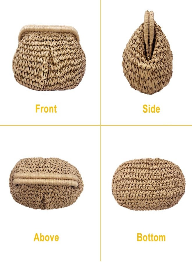 Beurlike Straw Clutch Purses for Women Crossbody Vacation Handbags Woven Boho Pouch Bags Summer Beach Evening Bags(Khaki) - Image 3