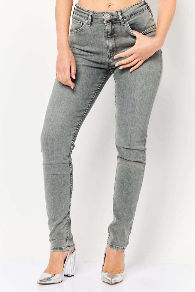 Scotch & Soda Women Regular Fit Washed Denim Jeans, Grey - Image 1