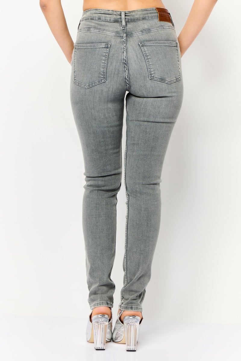 Scotch & Soda جينز دنيم مغسول للنساء بقصة عادية، رمادي - Image 4