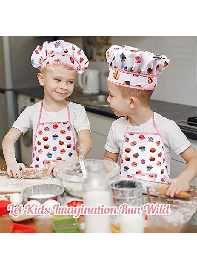 Cute Kids Cooking and Baking Sets, 24 Pcs Kids Aprons for Girls Toddler Chef Hat Apron Dress Up Chef Costume, Little Girl Apron Sets Pretend Gifts for 3 4 5 6 7 8 Years Old Girls - Image 5