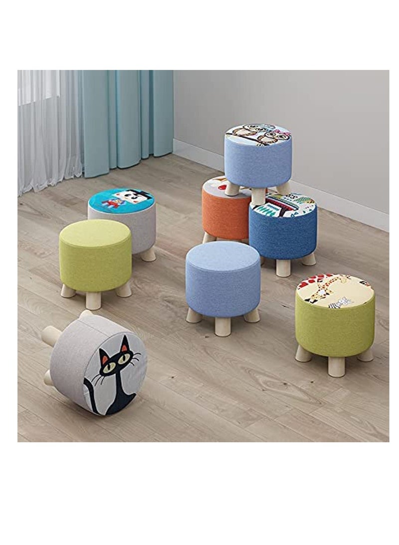 ماركة غير محددة FFD مسند للقدمين مقعد عثماني مقعد مقعد دائري للقدم كرسي تغيير حذاء البراز قدم الراحة البراز مقعد مبطن من القماش مقعد مسند القدم الدائري العثماني  - Image 5