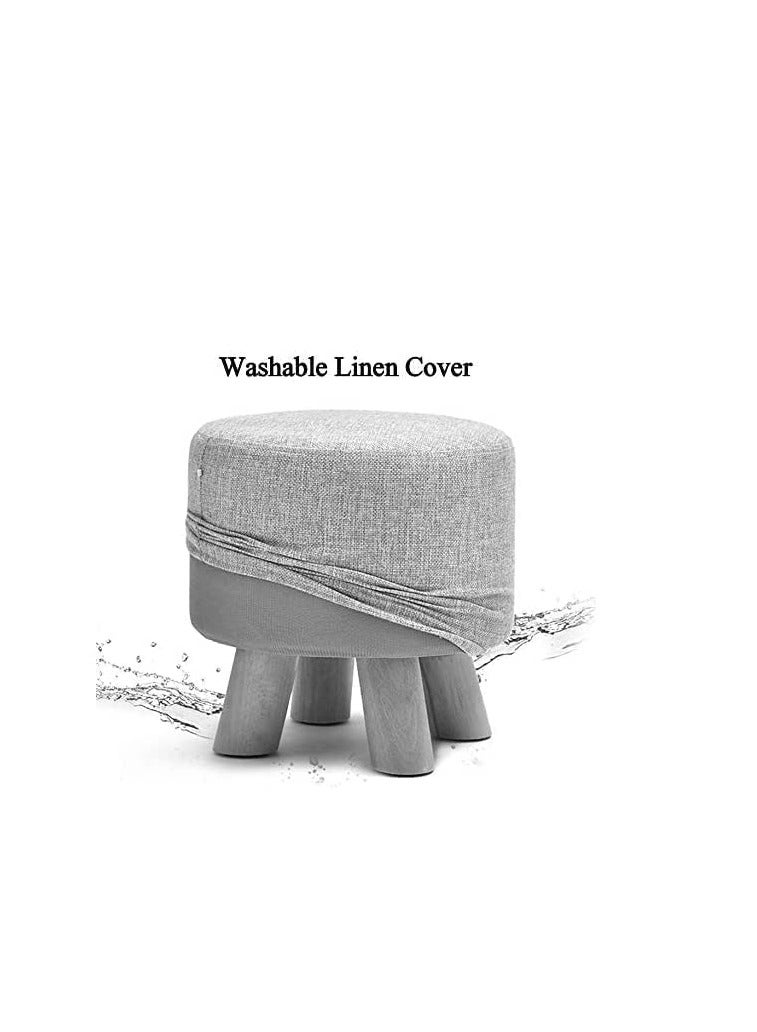 ماركة غير محددة FFD مسند للقدمين مقعد عثماني مقعد مقعد دائري للقدم كرسي تغيير حذاء البراز قدم الراحة البراز مقعد مبطن من القماش مقعد مسند القدم الدائري العثماني  - Image 3