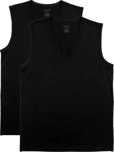 KOM Barny V Neck Cotton 2 Piece Men's Undershirt Black