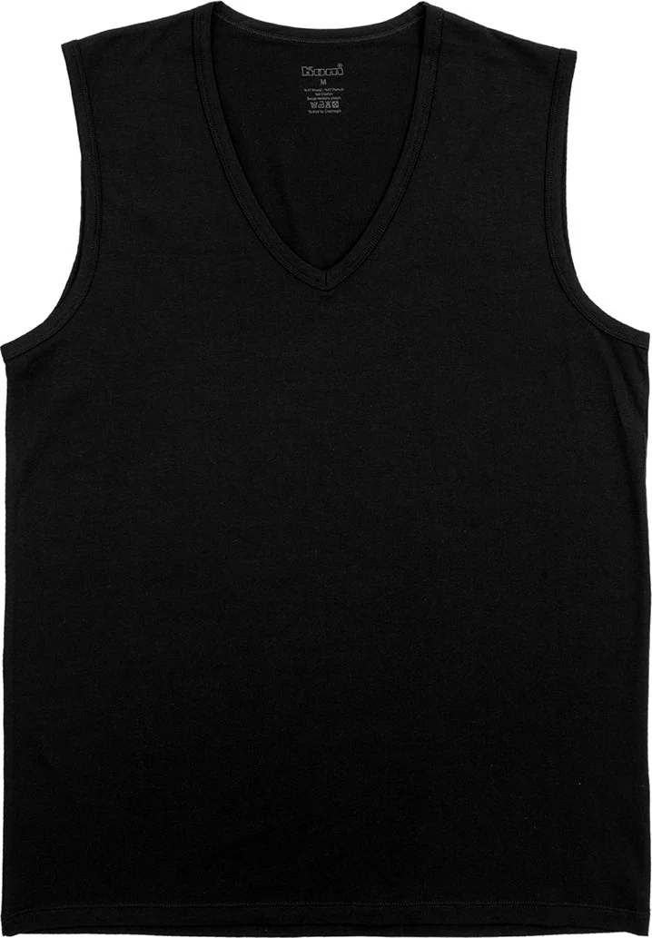 KOM Barny V Neck Cotton 2 Piece Men's Undershirt Black