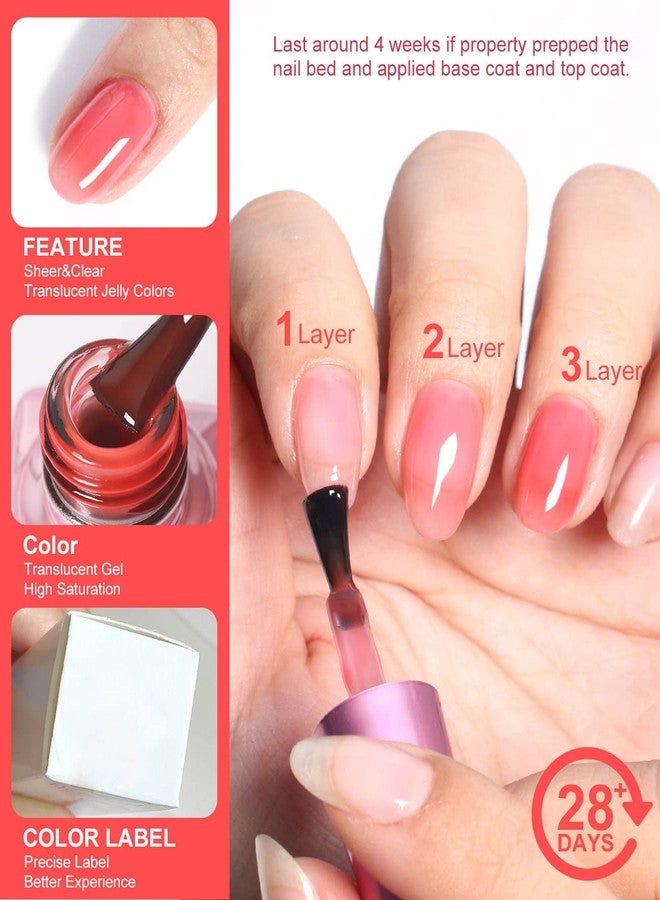 DouborQ 20-Color Gel Nail Polish - Translucent, Nude, Pink, Black, Blue - Soak Off, DIY Home Salon Nail Art Manicure For Women (Classic Color) - Image 3