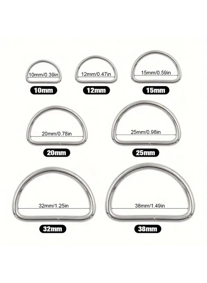 20pcs 15mm Silver Metal D Ring Adjustable Buckle For Backpack Straps Bags Collar DIY - Image 2