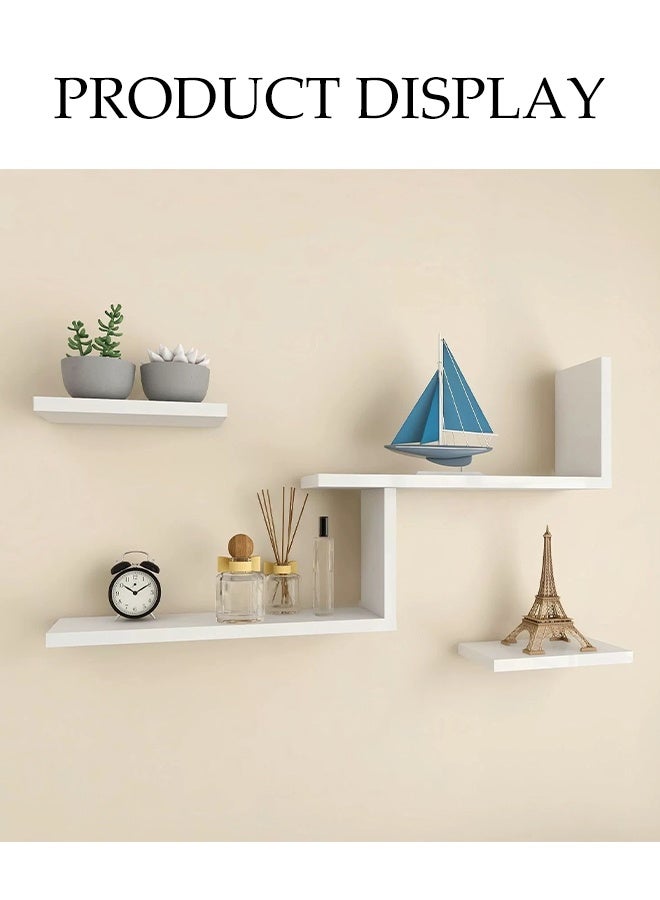 DUNISO Wooden Storage Rack，Decorative Wall Shelves， Display Rack,Non Perforated Bookshelf，Suitable for Living Rooms, Bedrooms, and Offices，White  - Image 4