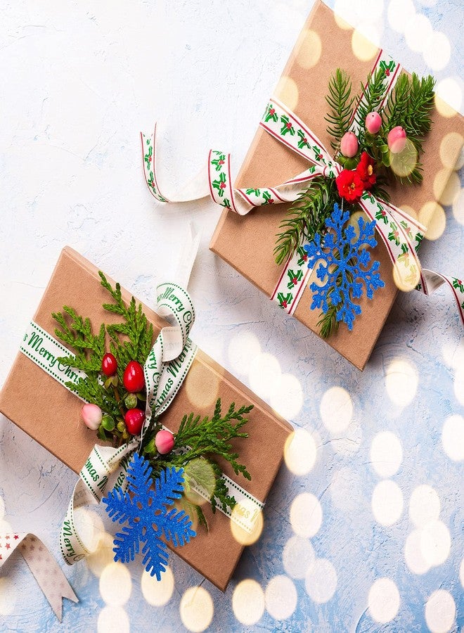 Yookeer 36 قطعة من زينة ندفات الثلج اللامعة لعيد الميلاد، زينة ندفات الثلج الشتوية، ندفات ثلج بلاستيكية، زينة ندفات الثلج المعلقة على شجرة عيد الميلاد (أزرق ملكي) - Image 5