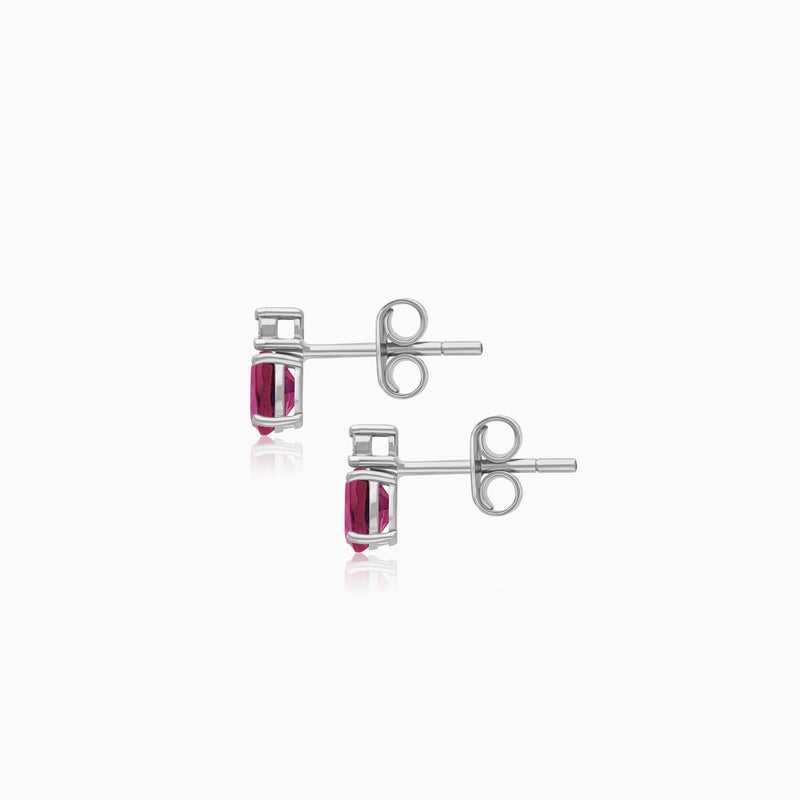 Jawhara Jewellery أقراط من الذهب الأبيض عيار 18 قيراط للنساء، مع أحجار الماس الطبيعي والياقوت، مجموعة المجوهرات الفاخرة الكلاسيكية، هدية حجر الميلاد لشهر يوليو، أقراط دراسية متلألئة أنيقة من جوهرة المجوهرات - Image 2