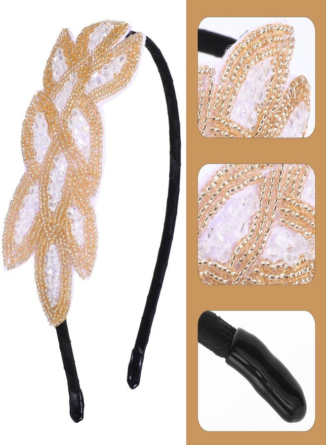 Sibba 1920s Headbands for Women Head Bands Accessories Crystal Bridal Wedding Black Headpiece 20s Rhinestone Flapper Vintage Hair Valentines Accessory for Girls Costume Prom Party Retro (White Gold) - Image 3