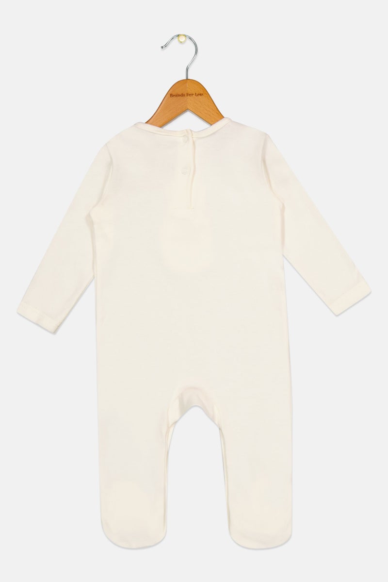 Rock-A-Bye Baby Boutique Toddlers Girl Graphic Print Long Sleeve Rompers With Padded Hanger, Ivory - Image 3