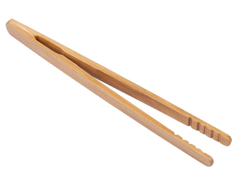 I-MART Toast Tongs Bamboo 7 Inch Set of 2 Wooden Tongs for Toaster Small Cooking Tongs Heat Resistant Natural Kitchen Utensils for Toast Bacon Pickles Bagels Bread Serving - Image 2